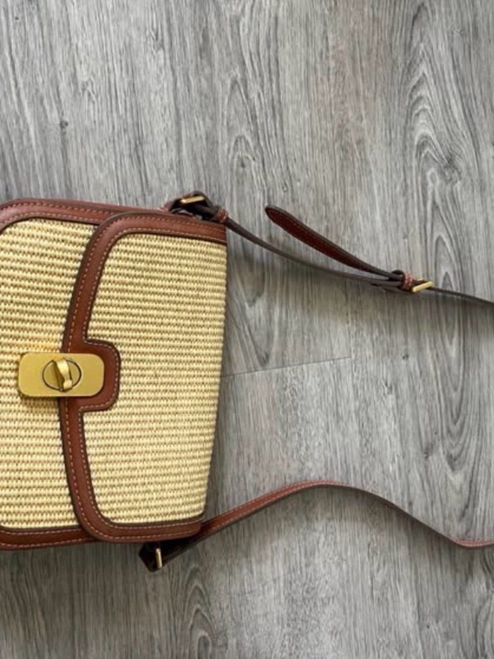 Mango Tan and Beige Woven Crossbody Bag